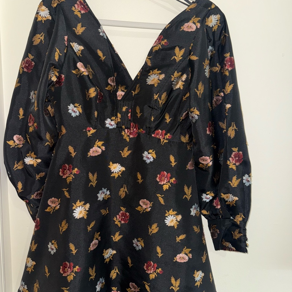 Anthropologie Black Floral Mini Dress - Picture 3 of 5